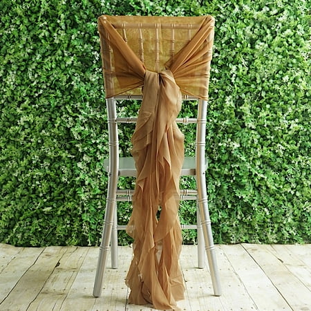 

BalsaCircle 50 Gold Premium Solid Curly Chiffon Chair Sashes Wedding Slipcovers