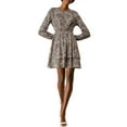 thumbnail image 2 of INSPIRE CHIC Women's Long Sleeve Smocked Layered Ruffle Hem Dress M Pink, 2 of 7
