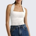 thumbnail image 2 of Women's Sleeveless Solid Color Top Sexy Casual Tank Blouse For Summer, 2 of 2