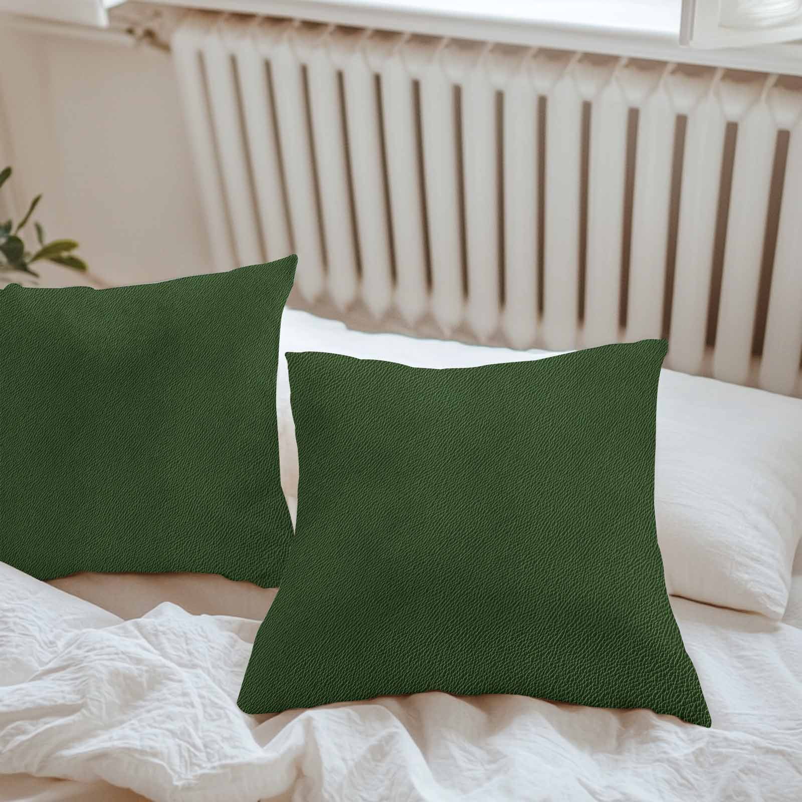 Outdoor Pillow Covers 20 x 20 Inches, Solid Dark Green Waterproof Throw Pillow Cover Set of 2, Retro Minimalism Abstract Denim Texture Decorative Square Cushion Covers for Patio/Tent/Couch/Garden