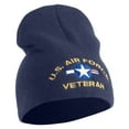 thumbnail image 4 of U.S. Airforce Veteran with Roundel Symbol Embroidered 8 Inch Solid Knit Short Beanie Made in USA - Navy OSFM, 4 of 5