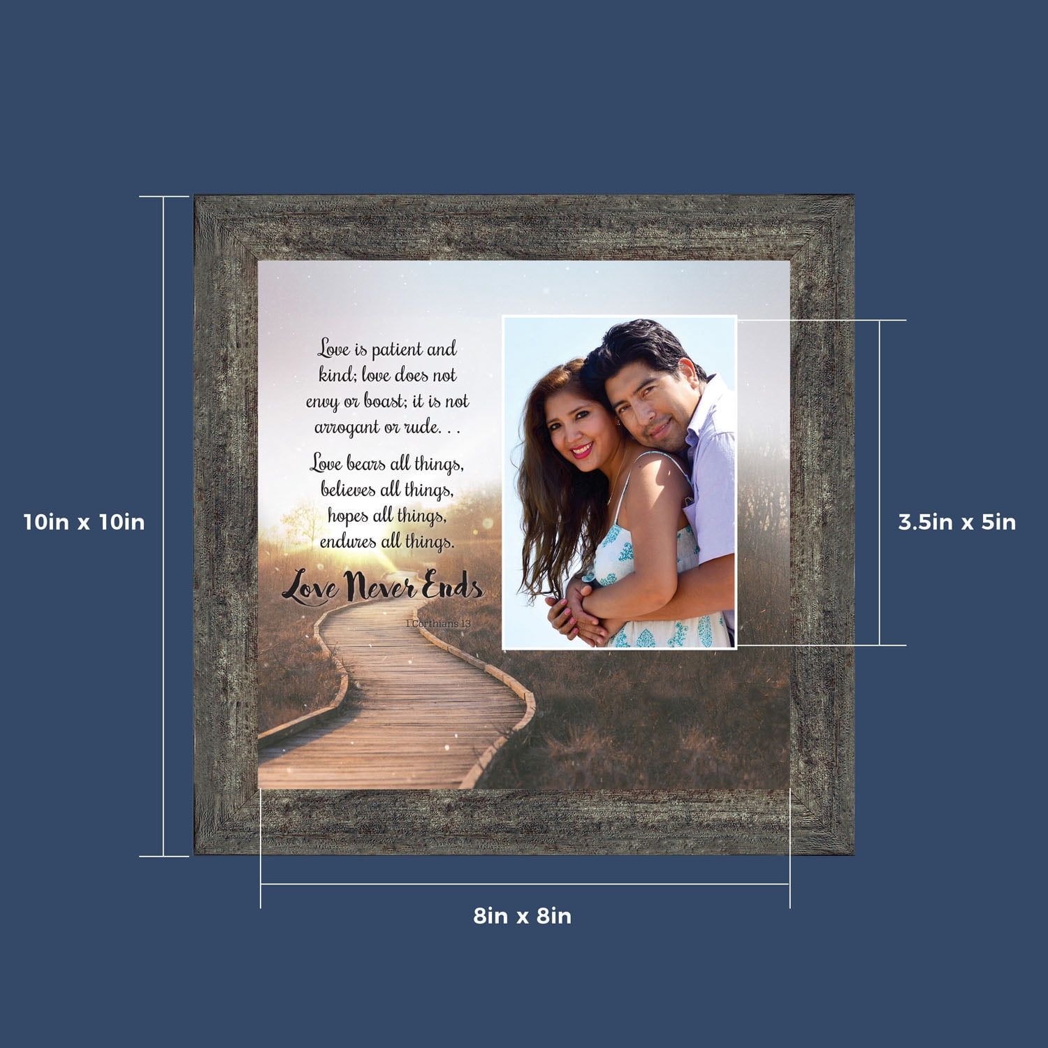 Love Wall Decor for Couples, Christian Wall Decor for Wedding Gifts, Love Never Fails Wall Decor, 1 Corinthians 13 Wall Art, Love is Patient Love is Kind Wall Art, Love Quotes Framed Wall, 6360BW