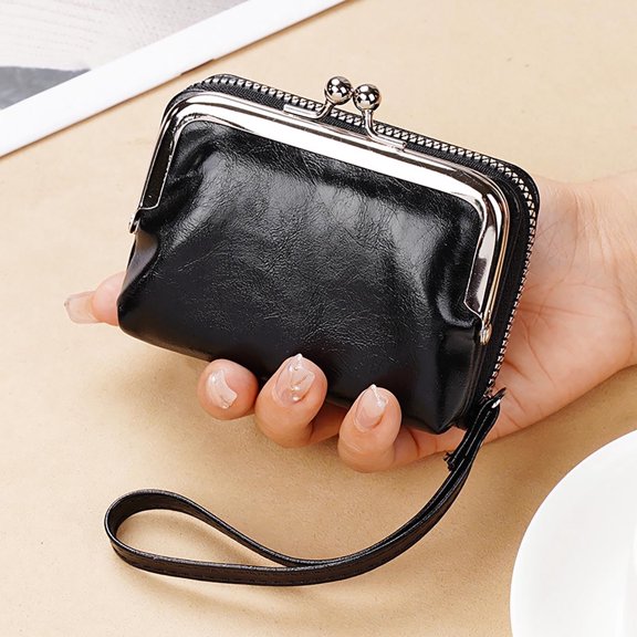 A Black Ladies Coin Purse With Snap Closure Zipper Pouch Bag Small Wallet For Women Compact Pouch For Cash Cards And Everyday Carry Essentials