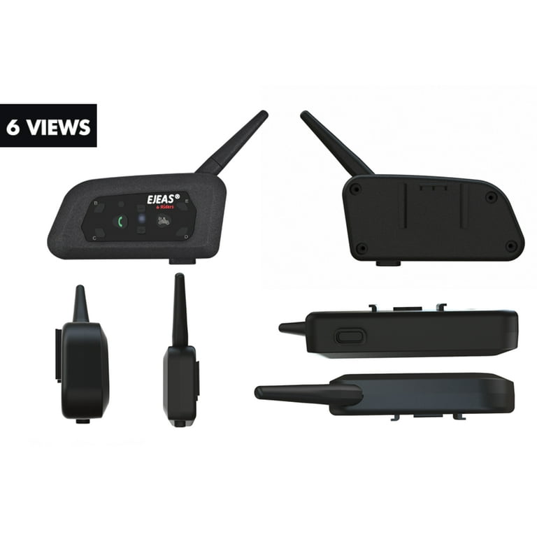 EJEAS V6 Pro Motorcycle Helmet BT Intercom Headphone Real-Time ESP Noise  Reduction Black