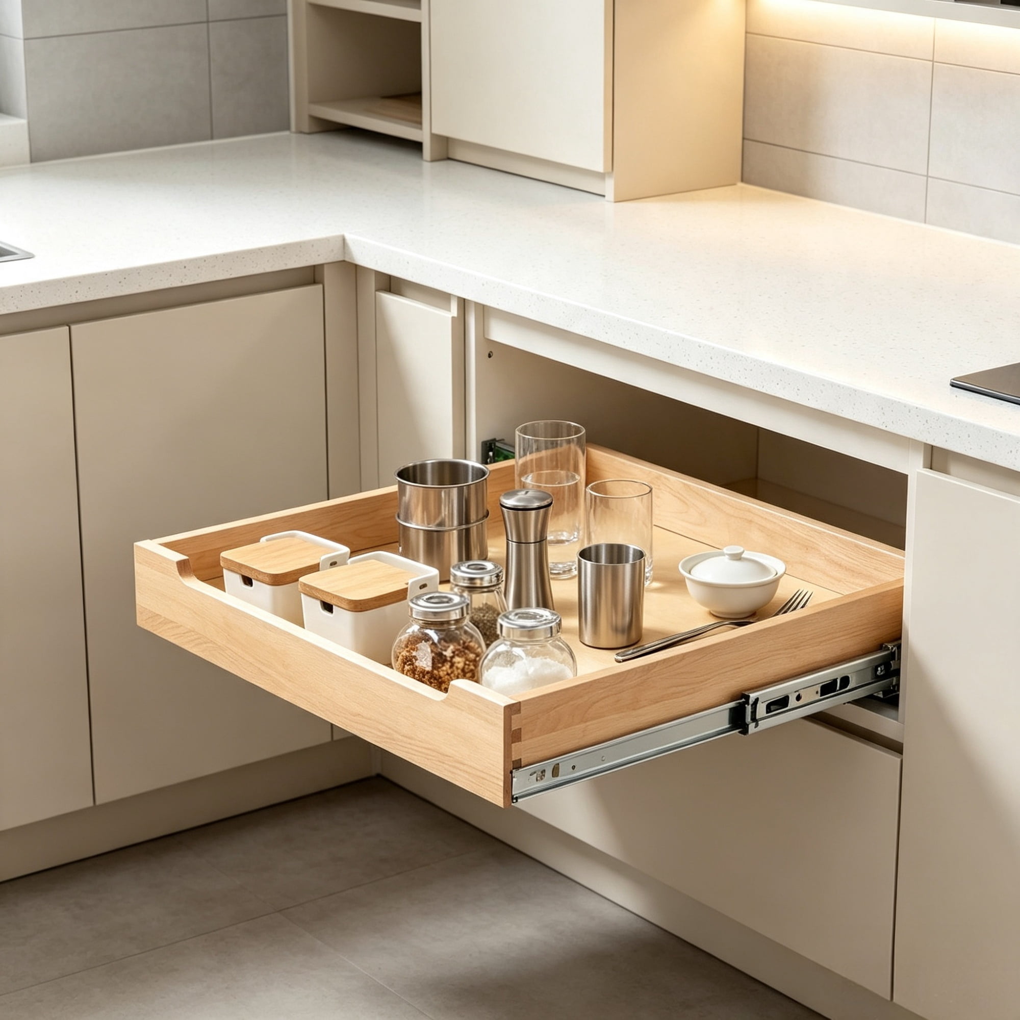 20" x 21" Pull Out Cabinet Organizer, Soft Close Slide Out Shelf for Kitchen & Bathroom Pantry