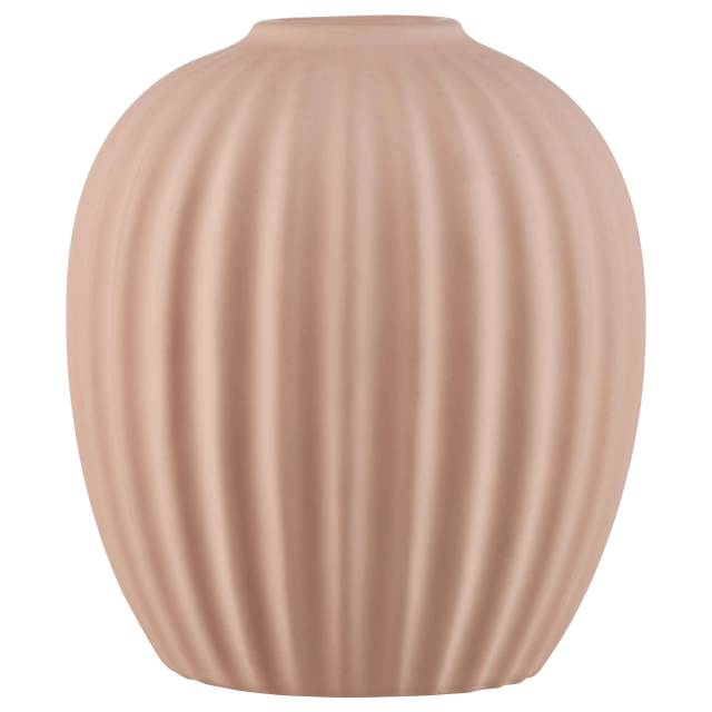 Bouclair Blush Ceramic Ribbed Table Vase 4.5 X 4.5 X 5 in (11.5 X 11.5 X 13 cm)