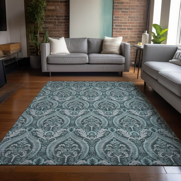 Addison Rugs Chantille Indoor/Outdoor Transitional Panel Teal Washable Rectangle Rug, 5' x 7'6"