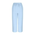 thumbnail image 3 of HAOTAGS Palazzo Pants Girls , with Pocketed Adjustable Waist Solid Causal Pants Light Blue 5-6 Years, 3 of 6