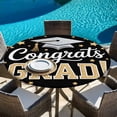 thumbnail image 6 of Black Graduation Round Tablecloth, Fitted Table Cover with Elastic for 45"-54" Round Tables, Yellow Star Table Cloth Outdoor Indoor Dinning Party Waterproof Tablecloths, 6 of 7