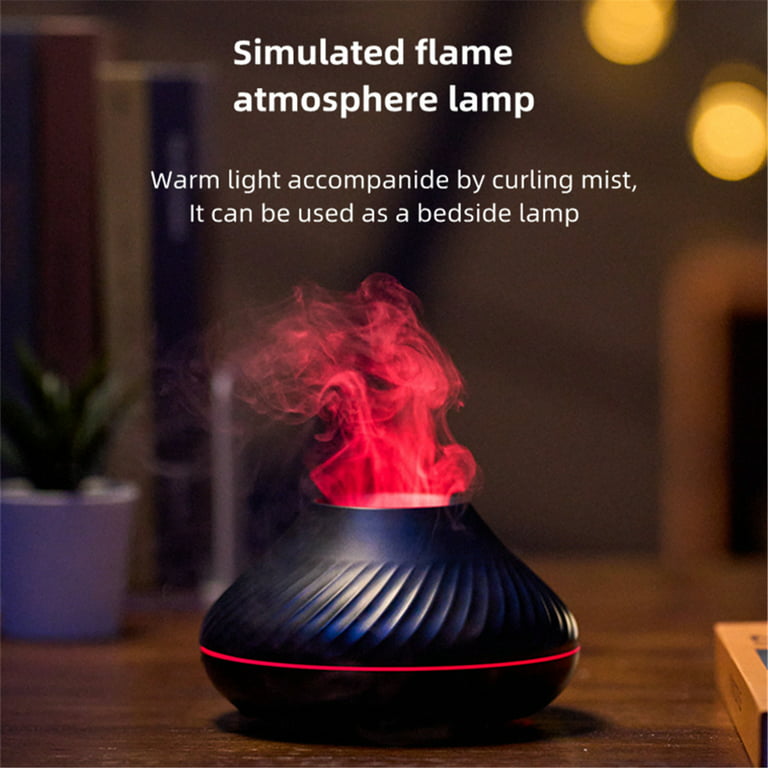 Essential Oil Diffuser with Flame Light, Ultrasonic Super Quiet Diffuser  for Aromatherapy Essential Oils Mist Humidifiers with 7 Flame Color,  Auto-Off