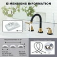 thumbnail image 2 of Wowow 2-Handle 6" and 8" Widespread Black and Gold Lavatory Faucet with Supply Hoses & Drain Assembly, 2 of 5
