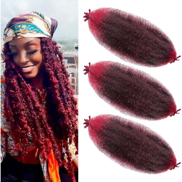 shiyou-Springy Afro Twist Hair Pre Fluffed Marley Twist Braiding Hair Spring Twist Hair Wrapping Hair (1B-Bug, 24 inch(Pack of 3))
