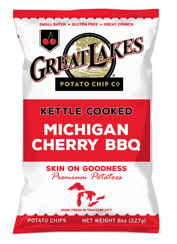 (3 pack) Great Lakes Potato Chips Kettle Chips Michigan Cherry BBQ, 8 oz Bag