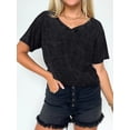 thumbnail image 5 of ANRABESS Womens Oversized Acid Washed T-Shirt Short Sleeve Vintage Casual V Neck Tops 2026 Summer Basic Tee Trendy Clothes Black Large, 5 of 8