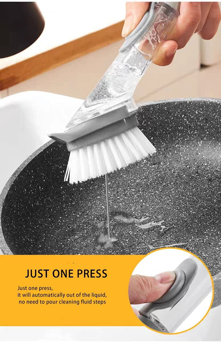 Dish Brush with Soap Dispenser, Kitchen Dish Scrubber Brush with Handle,Dishwashing  Cleaning Scrubbers for Dishes/Pans/Pots, Black, 1P - Yahoo Shopping