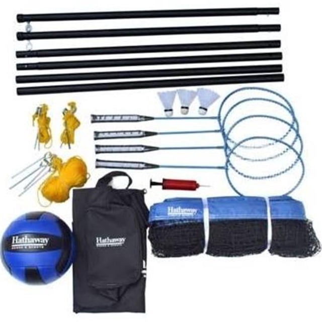 Hathaway Volleyball/Badminton Complete Combo Set White