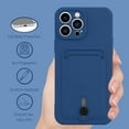 thumbnail image 4 of TPU Wallet iPhone 14 Pro Max Case, Card Holder Camera Protection Cover + Screen Protector, Push-able Card Slot Case Compatible with iPhone 14 Pro Max Phone Case Girls Women -Blue, 4 of 12