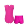 thumbnail image 2 of inlzdz Kids Girls Sparkle Gymnastic Leotard Outfits with Shorts Dance Bodysuit Swimwear Set 4-16Year Hot Pink 14, 2 of 7