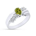 thumbnail image 3 of Oval Shape Natural Diamond And Simulated Peridot In 14K White Gold Over 925 Sterling Silver Ring Size 13, 3 of 4