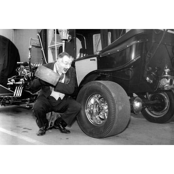 Al Lewis as Grandpa with Munster Koach car in the Munsters 24x36 Poster