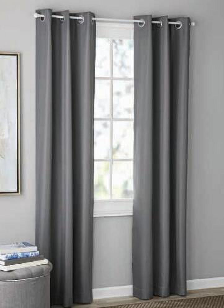 Mainstays Olan Dark Gray Blackout Curtain Panel Pair, 2-Pack, Grommet Top, Textured Solid, 37" x 84", Room Darkening Drapes for Bedroom