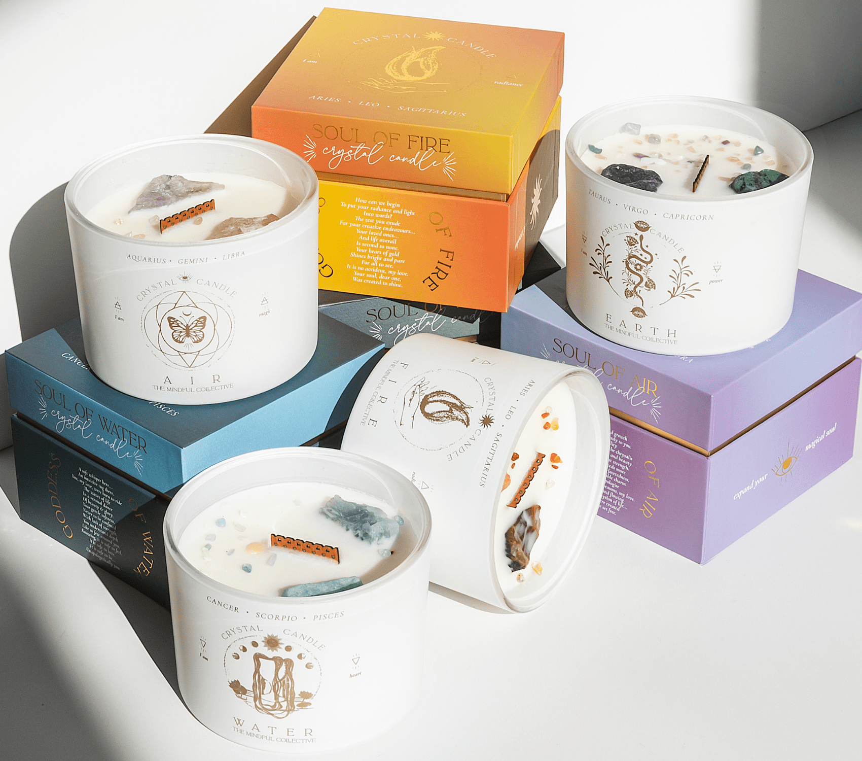 Taurus Virgo Capricorn Gifts for Women - 12oz Wood Wick Candles that Crackle with Crystals and Healing Stones. Healing Crystal Candles for Women Home Scented. Soy Wax, for Zodiac Birthdate