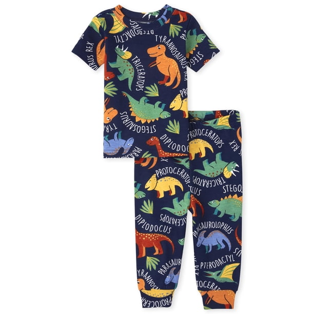 The Children's Place - Pijama de algodón de 2 Piezas para bebés y niños, Dinos Inteligentes, 3 Años