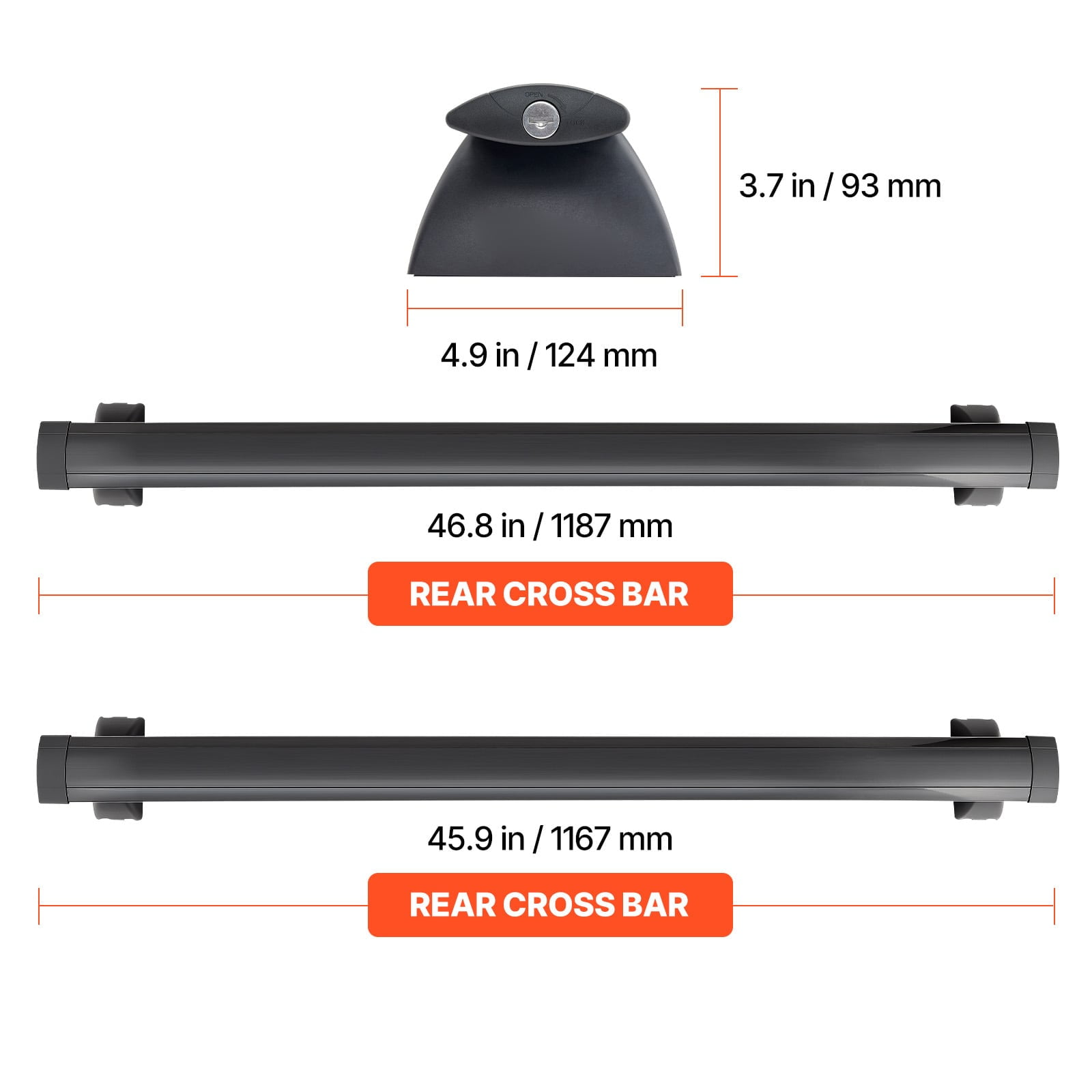 KFFKFF Roof Rack Cross Bars, Compatible with Jeep Grand Cherokee 2011-2021 (With Grooved Side Rails), 200 LBS Load Capacity, Lockable Aluminum Crossbar for Rooftop Cargo and Canoe