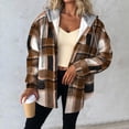 thumbnail image 4 of Enjoytime Women's Coats Plaid Print Long Sleeve Zip Up Jackets Fall Winter Cozy Warm Casual Outerwear with Hood, 4 of 7