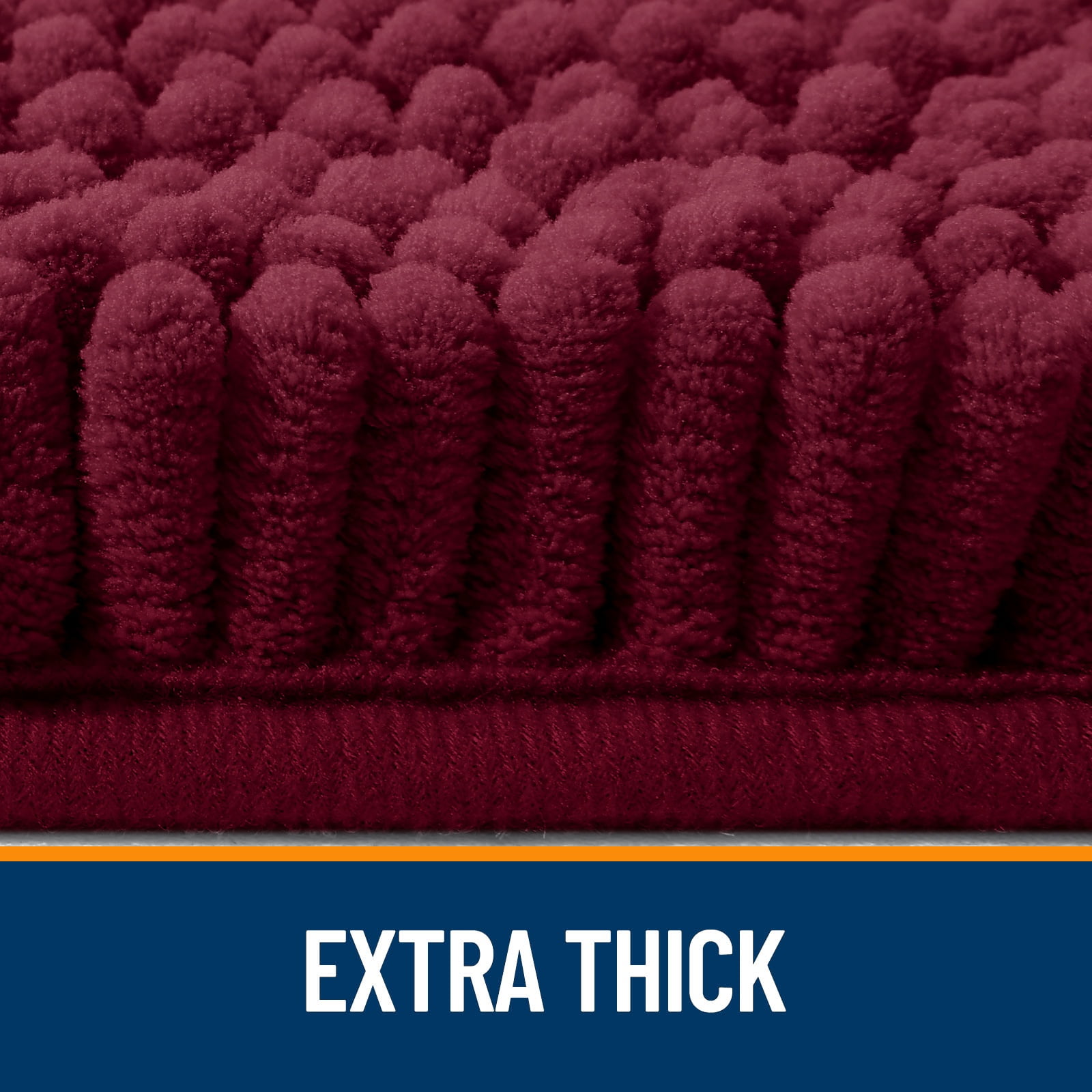 Buganda Bathroom Rugs 30x20, Quick Dry Machine Washable Chenille Bath Mats with Rubber Backing, Burgundy