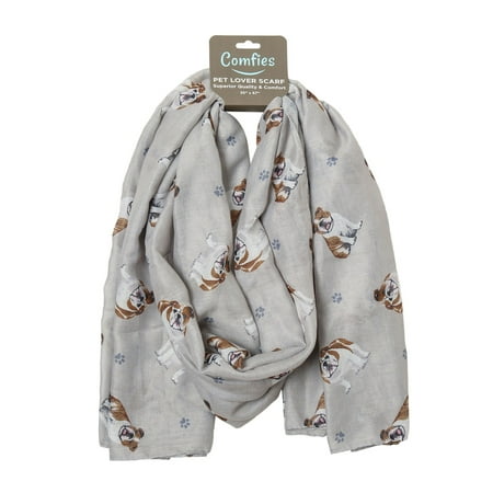Bulldog Dog Lover Scarf - All-year-round scarf- Lightweight material, 67"