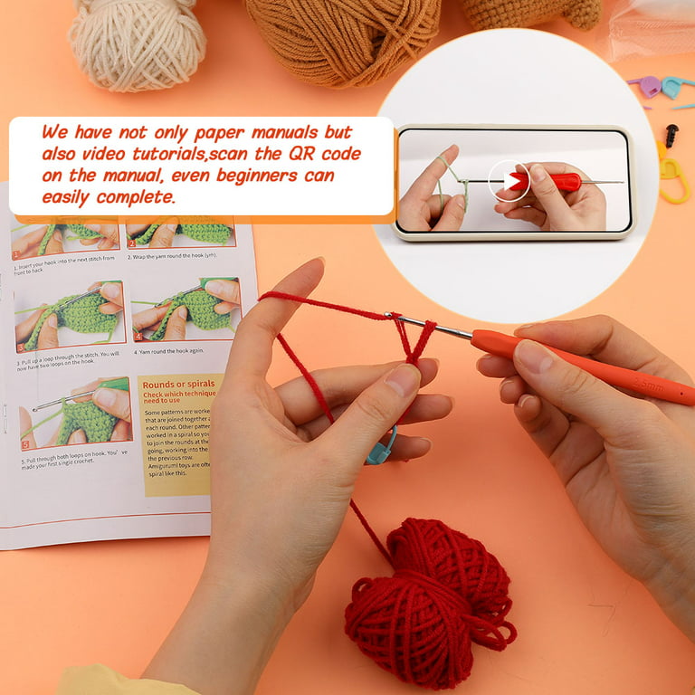 MUCUNNIA 2PCS Crochet Kit for Beginners Crochet Animal Kit Complete  Beginner Knitting kit for Adults and Kids, Crochet Kit with Step-by-Step