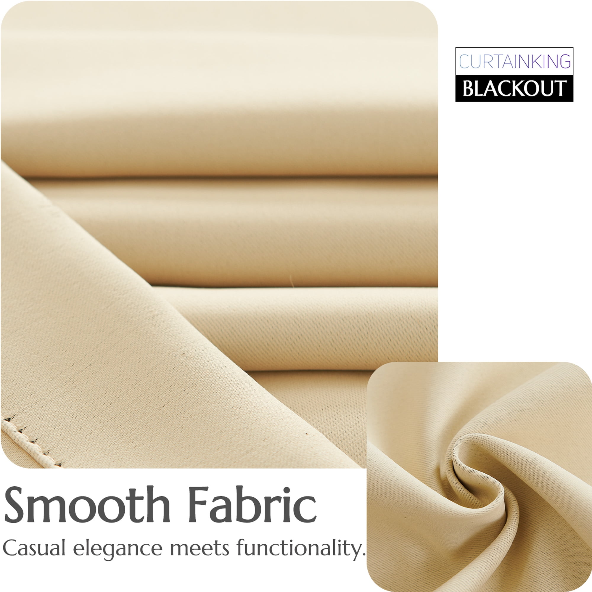 Curtainking Beige Blackout Curtains Thermal Insulated Gromemt Curtains for Living Room, 50x84 inch, 2 Panels