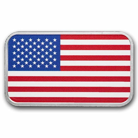1 oz Silver Colorized Bar - American Flag