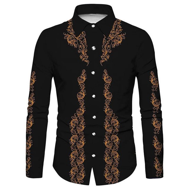 Camisas sociales de lujo y moda para hombre, camisas con solapa y botones, blusas casuales con estampado de estilo occidental, cárdigan de graduación para hombre de talla grande