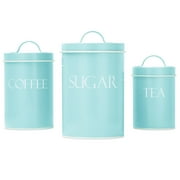 Outshine Mint Farmhouse Nesting Kitchen Canisters (Set of 3) | Kitchen Canister Set Perfect for Coffee, Tea, Sugar | Coffee Bar Accessories | Gift for Housewarming, Birthday, Wedding, Bridal Shower