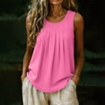 thumbnail image 6 of ctdiral Womens Crew Neck Sleeveless Tank Tops Pleated Loose Fit Tunic Tops Solid Color Lightweight Tee Summer Casual Comfy Tops Hot Pink XXL, 6 of 7