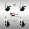 thumbnail image 2 of 3 Inch 316SS Hard Rubber Swivel 3/8 Inch Threaded Stem Caster Set 2 Lock Brake, 2 of 2