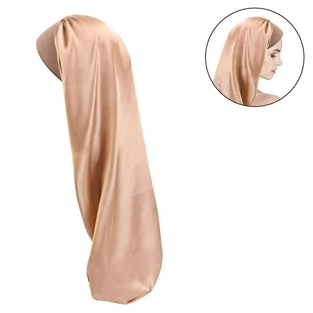 Long Satin Bonnet Sleep Cap,black Extra Large Silk Bonnet For Natural
