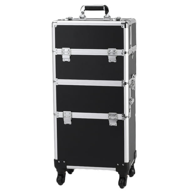 Professional Makeup Case Organizer on Wheels, Aluminum Beauty Box with