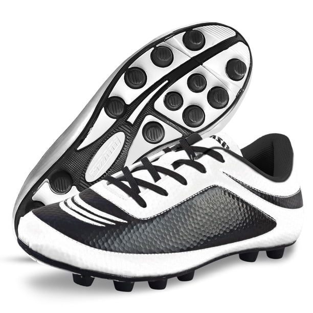 Botas de Fútbol Vizari USA Infinity para Niños: Calzado de Fútbol Ligero y Duradero para Terreno Firme, Tanto para Niños Como para Niñas, Color Blanco y Negro, Talla 9.