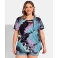 thumbnail image 2 of CASSIE LIZ Plus Size Women Summer Tie Dye Short Sleeve Crewneck Blouse Oversized Loose Fit Cutout Tunic Tops XL-5XL, 2 of 5