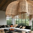 thumbnail image 2 of Arturesthome Justina Rattan Pendant Light Wabi Sabi Wicker Chandelier, 2 of 13