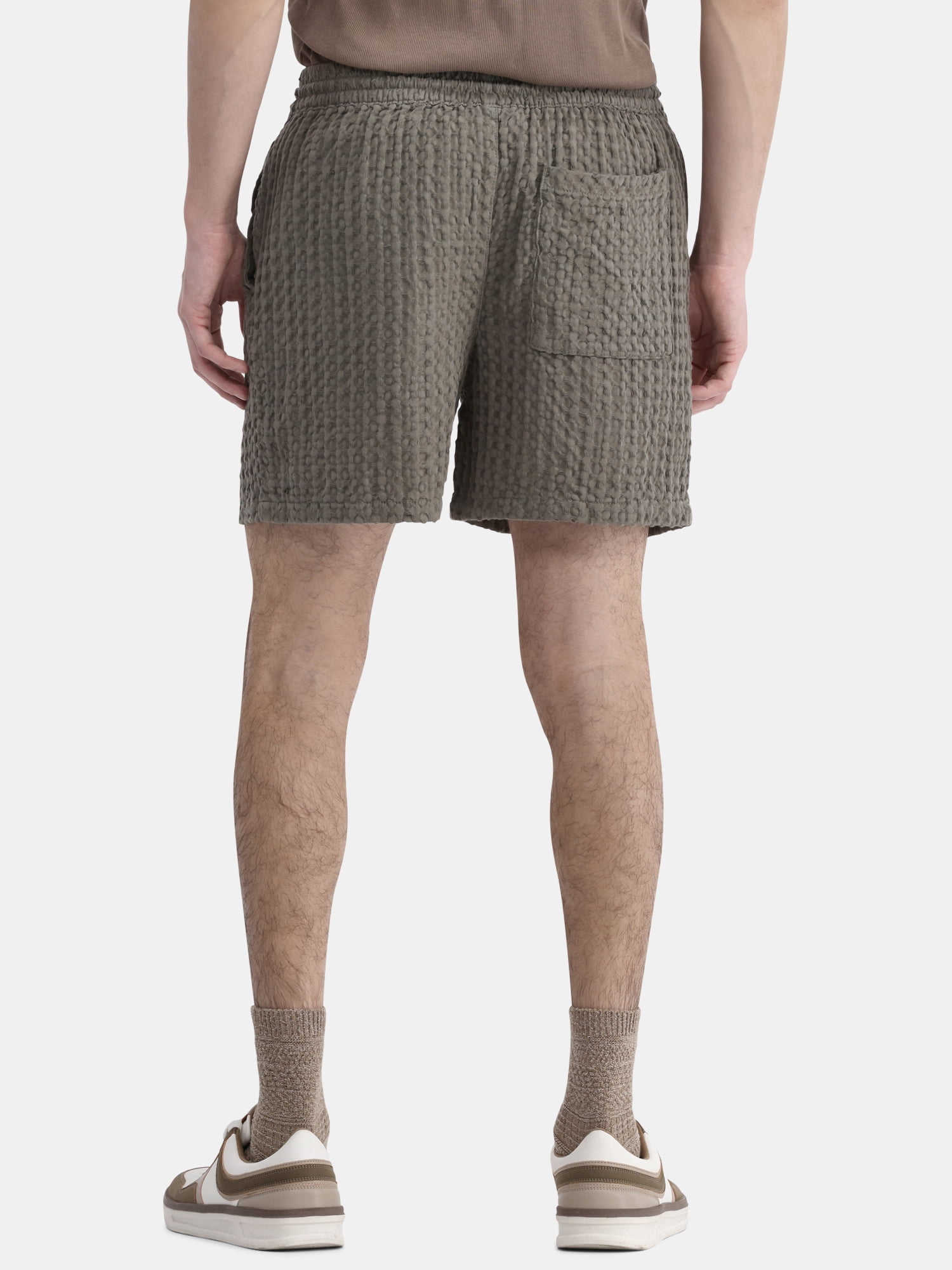 No Boundaries Men's & Big Men's Waffle Textured Pull On 6" Shorts, Sizes XS-5XL