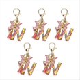 thumbnail image 1 of W style letter pendant pink cute initial keychain butterfly keychain, 1 of 5