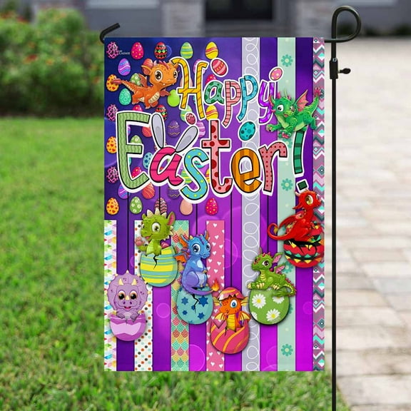 FLAGWIX Dragon Eggs. Happy Easter Flag, Outdoor Easter Decoration - Garden Flag (11.5" x 17.5")