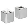 thumbnail image 7 of mDesign Metal Square Modern Tissue Box Cover Holder for Bathroom, 2 Pack, Chrome, 7 of 7