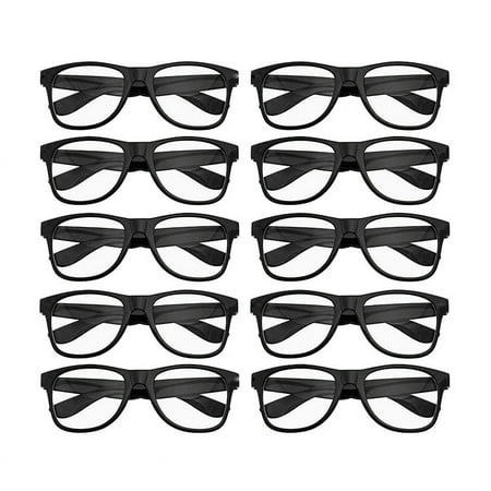 

Glasses With Clear 10 Pack Black Or Multi Colored Frames Suitable For Children 12+ Unisex