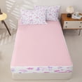 thumbnail image 4 of Metsweet Floral Unicorn Zipper Full Size Comforter Sets with Fitted Sheet and 2 Pillowcases, Flower Bow Zipper Bedding Set, Pink Purple White,4pcs,Pink Reversible, 4 of 6