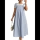 thumbnail image 3 of Vestido de Verano para Mujer, Talla Grande, Informal, Sin Mangas, con Tirantes Finos, para Playa Azul XXL, 3 of 8